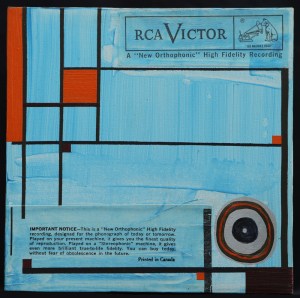 LP No. 1. By Randell Neudorf Acrylic Paint & Collage on Canvas 12x12in.