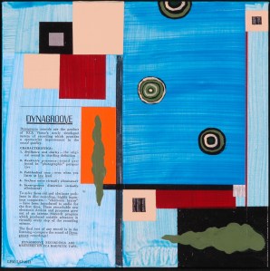 LP No. 10.  Randell Neudorf (c) 2005  Acrylic Paint & Collage on Canvas  12x12in.